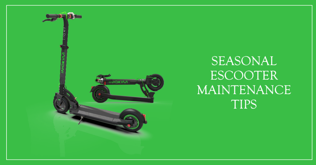 Picture of an Inokim Scooter with text about Seasonal Escooter Maintenance